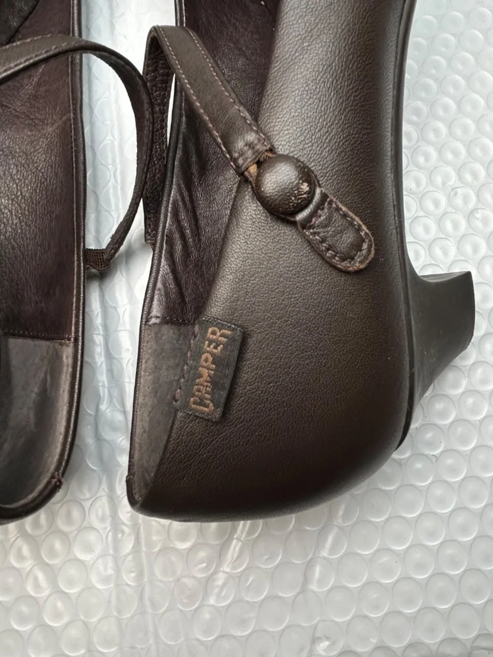 Share Camper Helena Mary Jane Pump Women's EU 38 US 7.5 Dark Brown Round Toe Hee